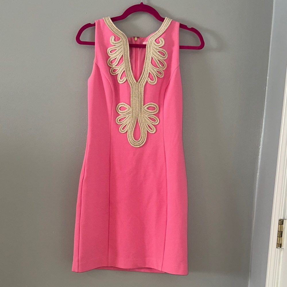 Lilly Pulitzer Pink Dress with Gold Accents